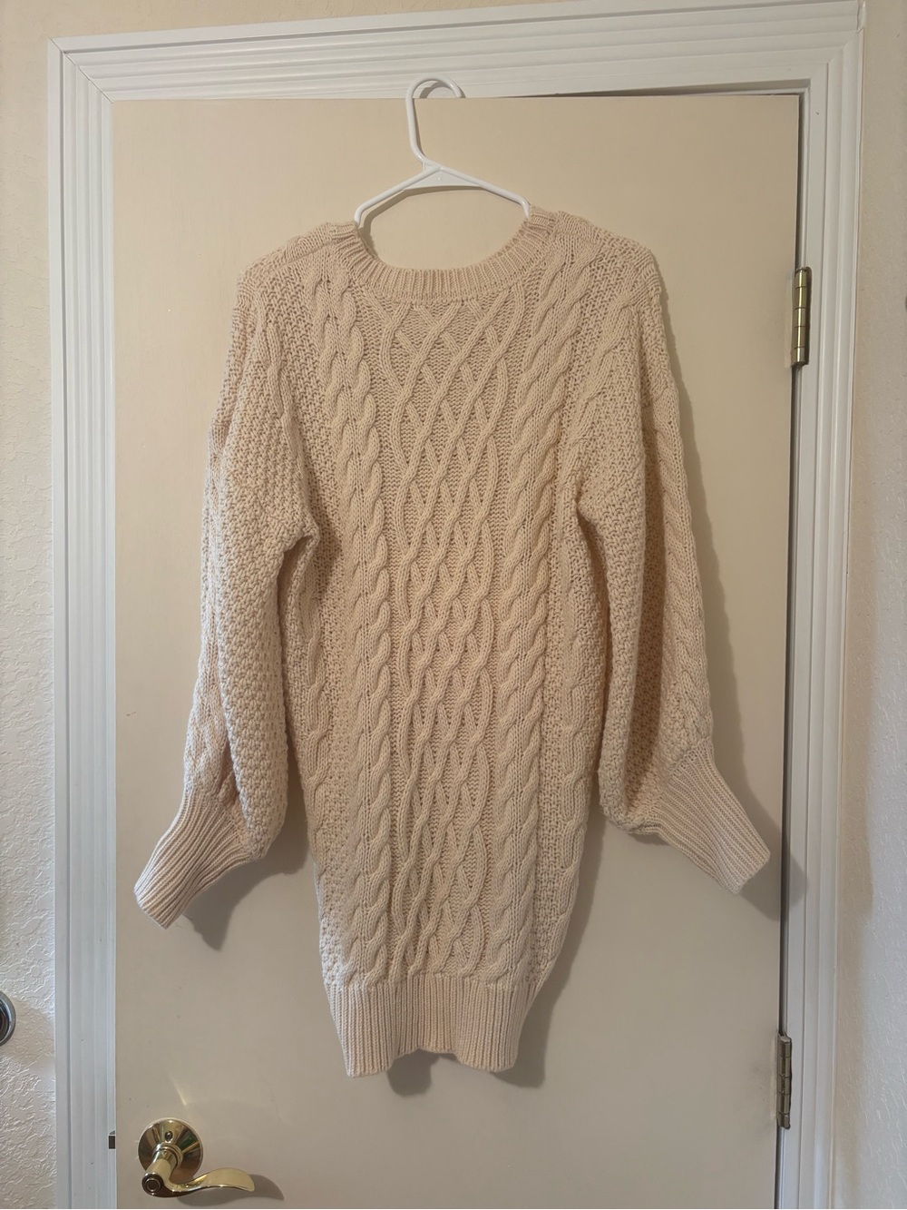 Amazon Cream Cable Knit Crewneck Sweater